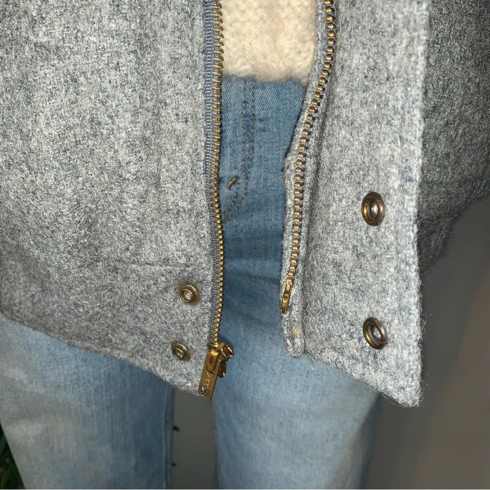 v i n t a g e :: Wool Warm Padded Lined Tweed Bomber Jacket - Picture 5 of 15